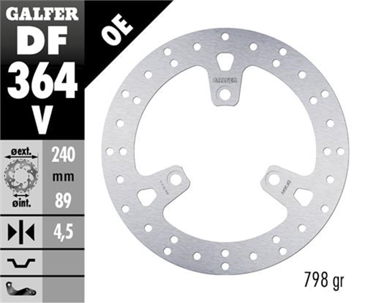 DISCO FRENO MOTO GALFER SUZUKI BURGMAN 125/250 240X89 3T ( NG 1061)